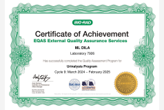 Сертифікат участі в програмі зовнішньої оцінки якості EQAS (сеча) 2025 7926