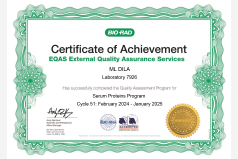 Сертификат участия в программе внешней оценки качества EQAS (Спец. белки) 2024