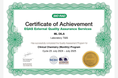 Сертифікат участі в програмі зовнішньої оцінки якості EQAS (Біохімія) 2025