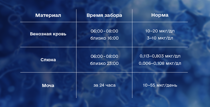 нормы кортизола 